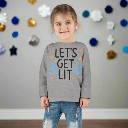 Hanukkah Let's Get Lit Toddler Long Sleeve Tee