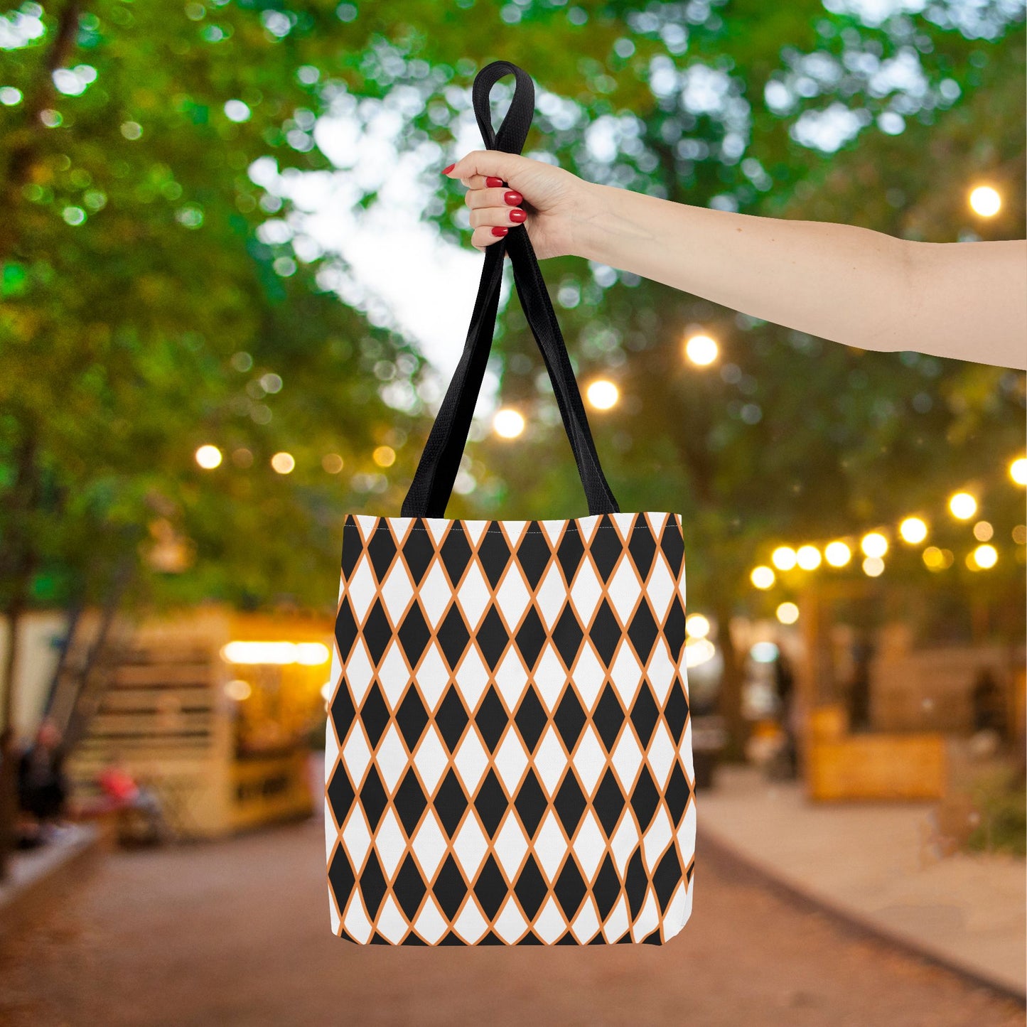 Midnight Ember Harlequin Canvas Tote Bag
