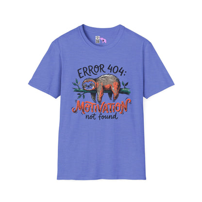 ""Error 404: Motivation Not Found (Sloth on Branch) Adult T-shirt