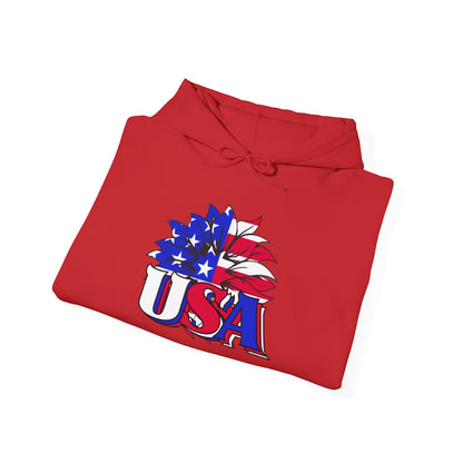 USA Red White & Blue Sunflower Heavy Blend™ Hooded Sweatshirt