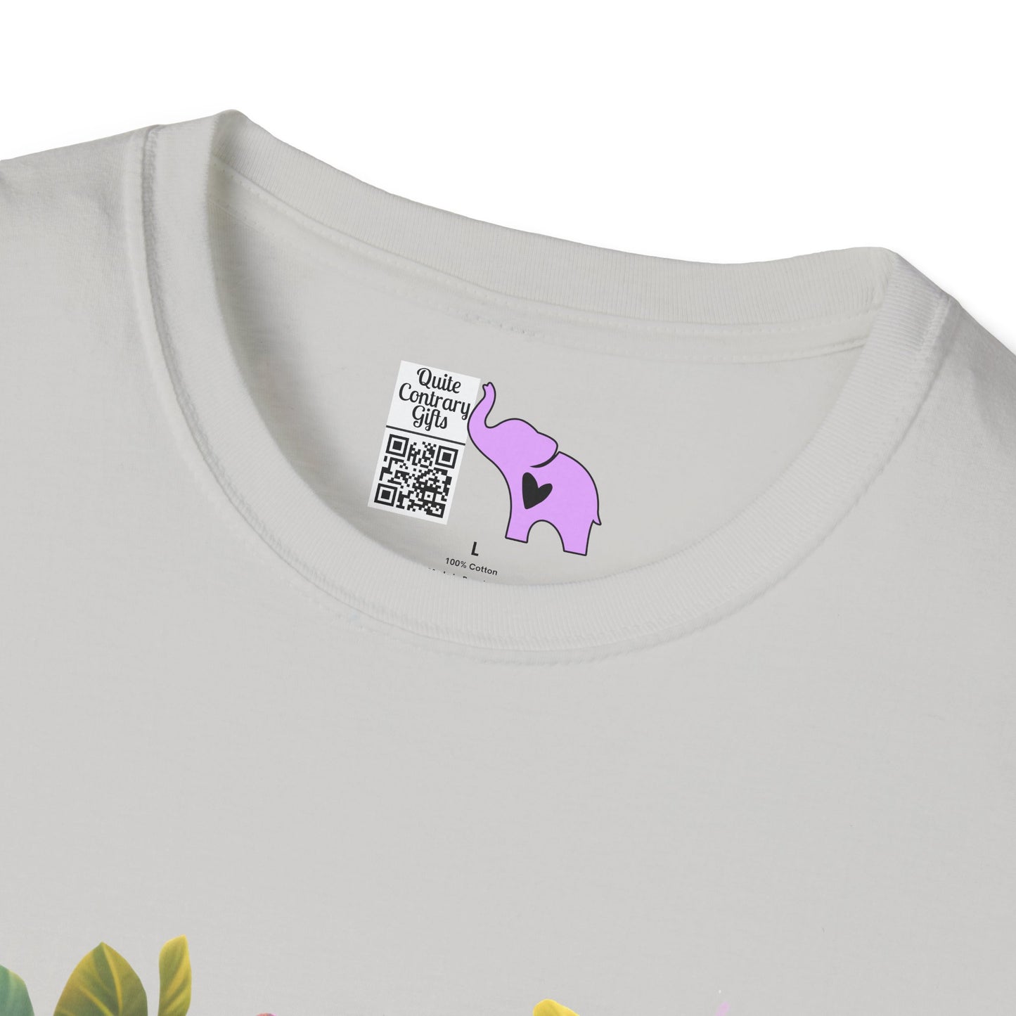Colorful Flowers/Heart Kitten Adult T-shirt