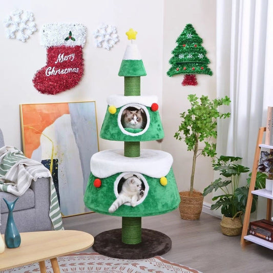 Cozy Christmas Tree Cat Condo