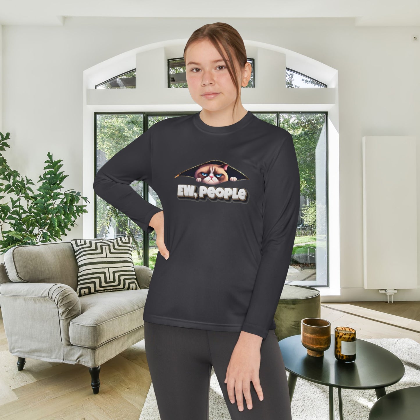 Ew People (Grumpy Cat) Youth Long Sleeve Tee