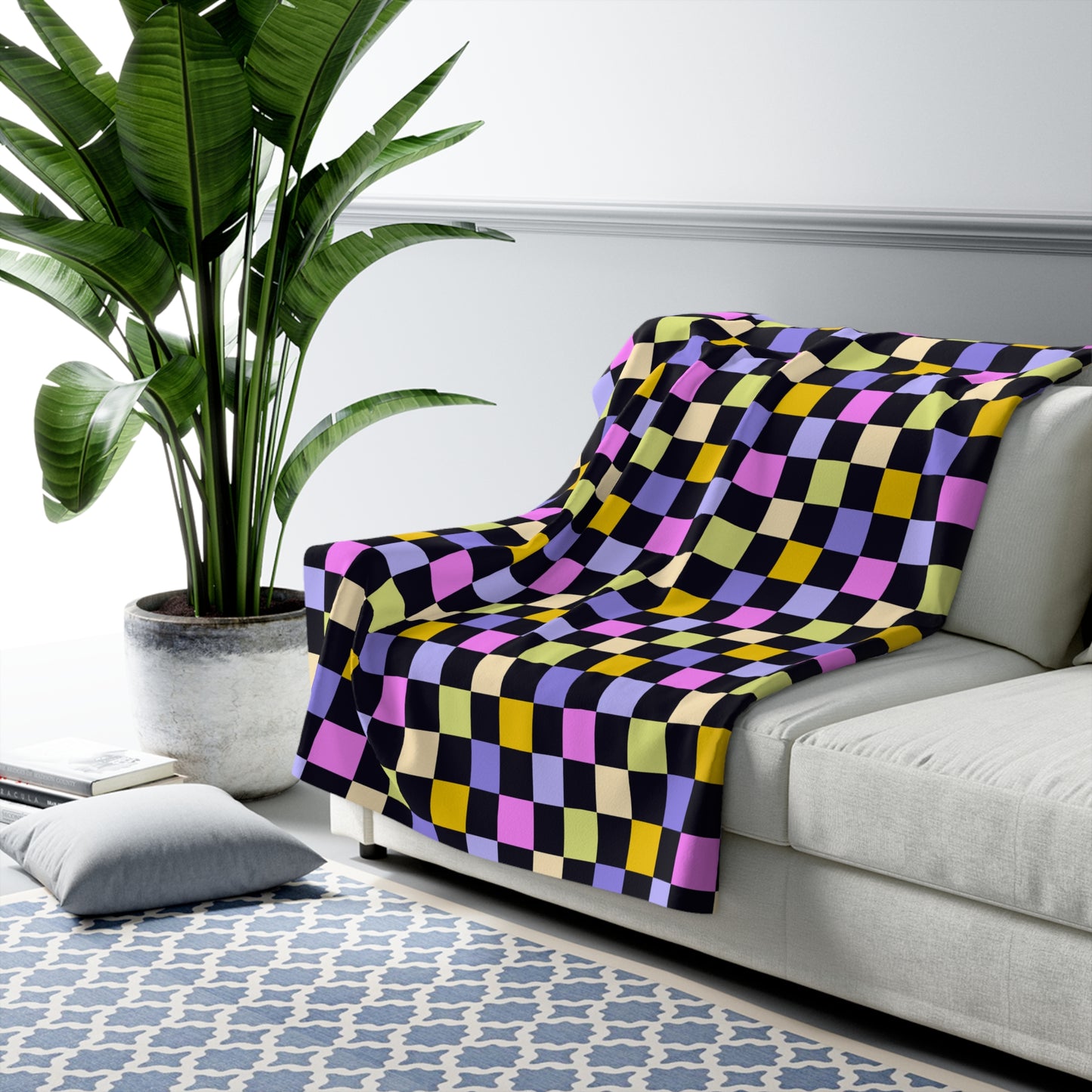 Joyful Checkerboard Fleece Blanket
