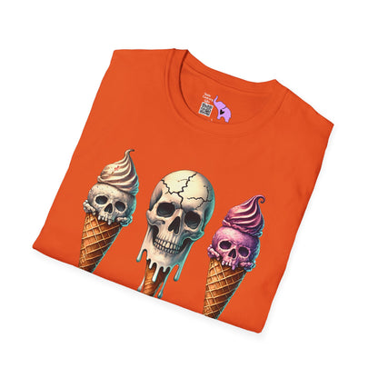 Ice Cream Cone Skull Adult T-shirt