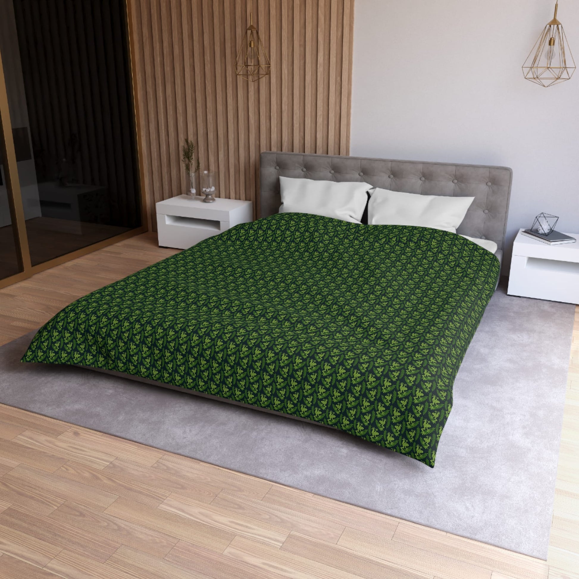 Emerald Canopy Frogs Microfiber Duvet Cover