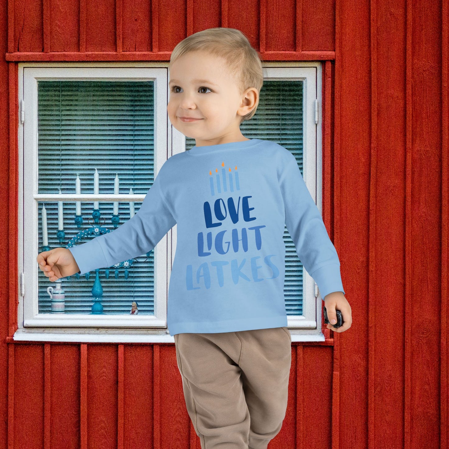Hanukkah Love Light Latkes Toddler Long Sleeve Tee