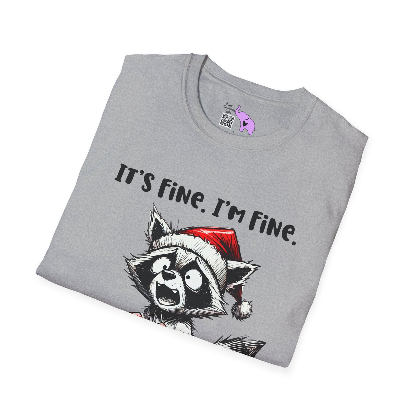 It's Fine I'm Fine Everything's Festive (Racoon) Adult T-shirt