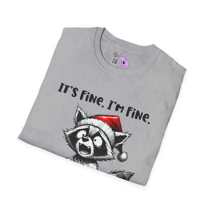 It's Fine I'm Fine Everything's Festive (Racoon) Adult T-shirt