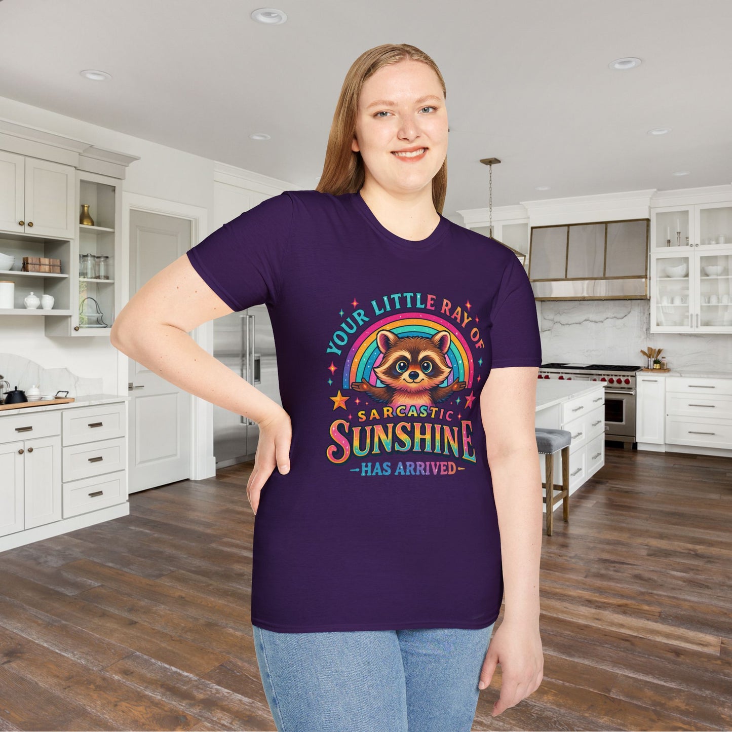 Your Little Ray of Sarcastic Sunshine is Here (Racoon) Adult T-shirt