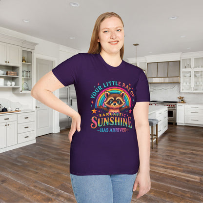 Your Little Ray of Sarcastic Sunshine is Here (Racoon) Adult T-shirt