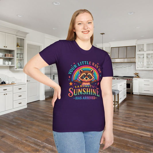 Your Little Ray of Sarcastic Sunshine is Here (Racoon) Adult T-shirt