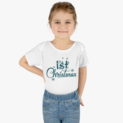 1st Christmas Infant Baby Rib Bodysuit