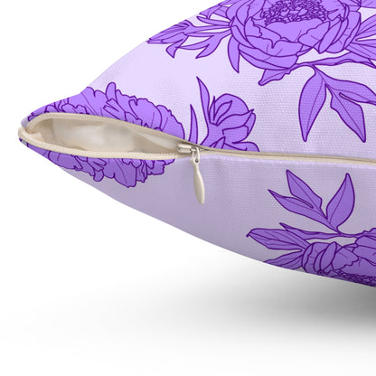 Royal Orchid Peonies Throw Pillow