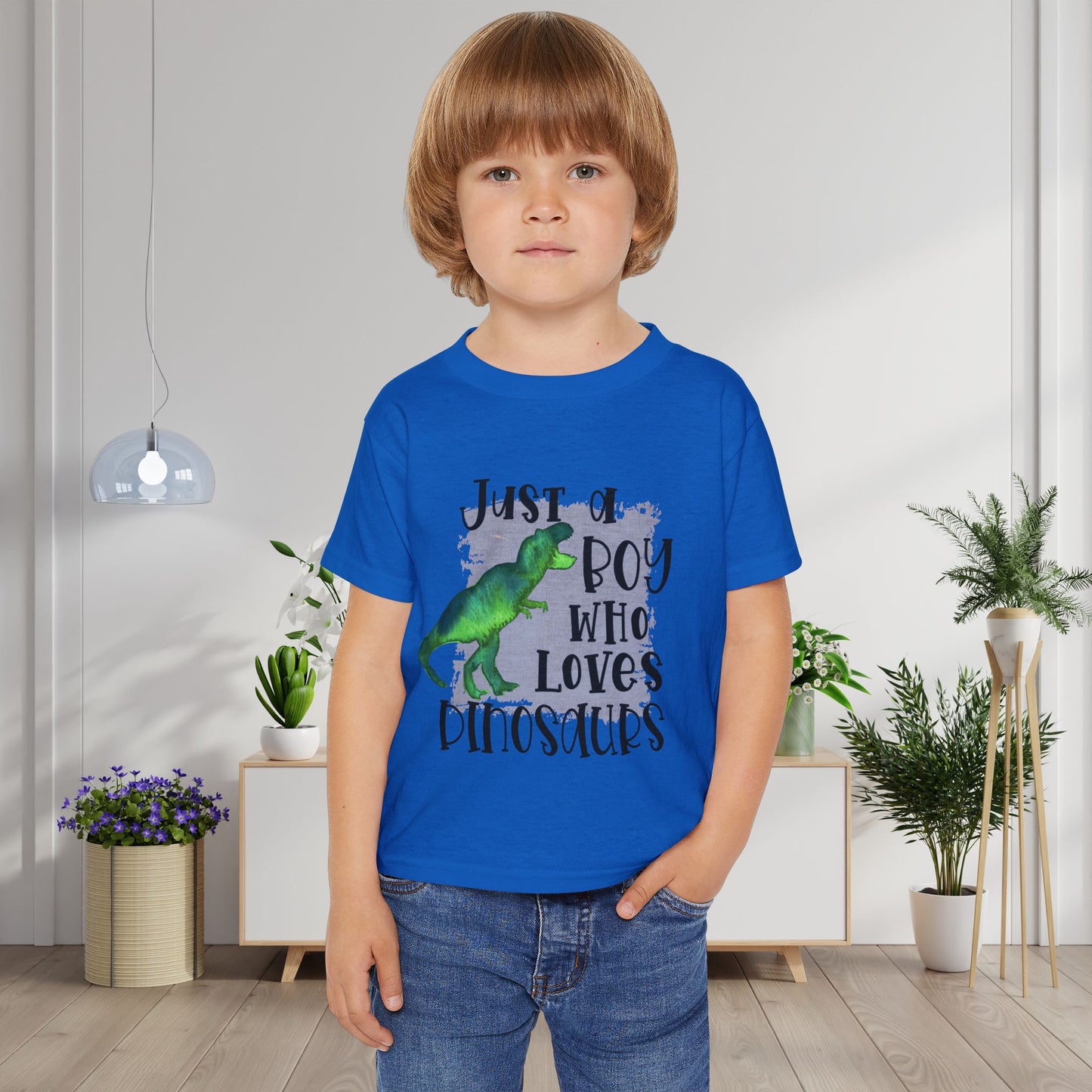 Just A Boy Who Loves Dinosaurs Heavy Cotton™ Toddler T-shirt