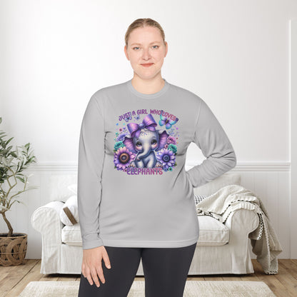 Just A Girl Who Loves Elephants Unisex Lightweight Long Sleeve Tee