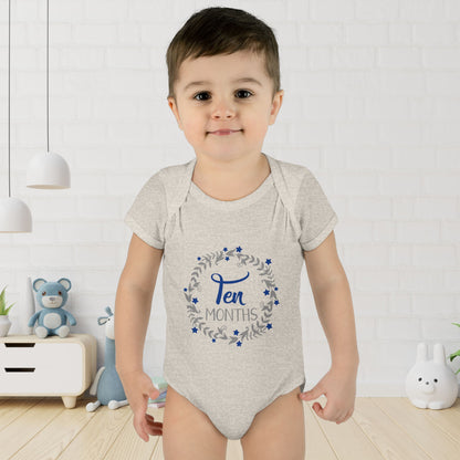 Blue Milestone Wreath Onesie-Ten Months