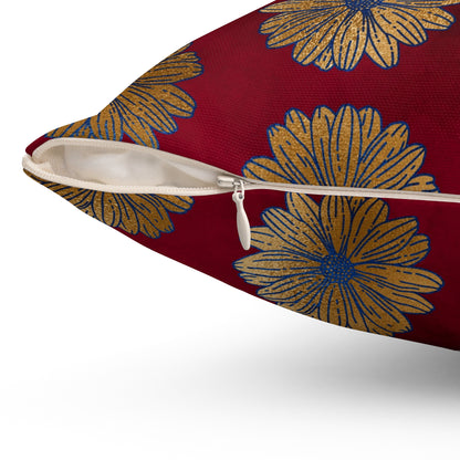Majestic Crimson Daisies Throw Pillow