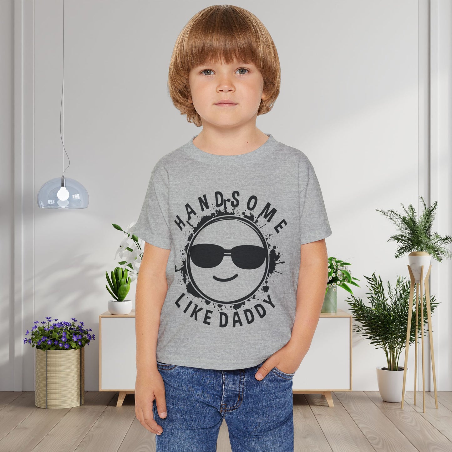 Handsome Like Daddy (Smiley Face) Heavy Cotton™ Toddler T-shirt