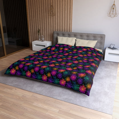 Neon Lotus Blooms Duvet Bedding Set