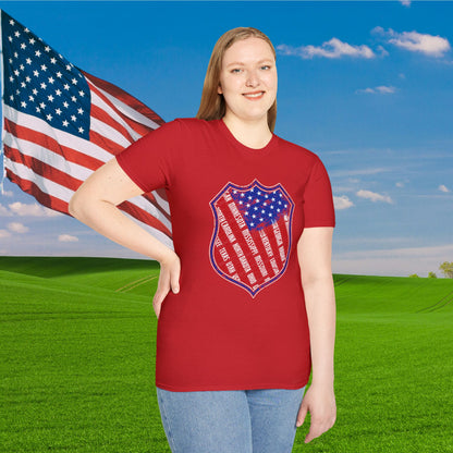 Badge-Shaped American Flag w/States Adult T-Shirt