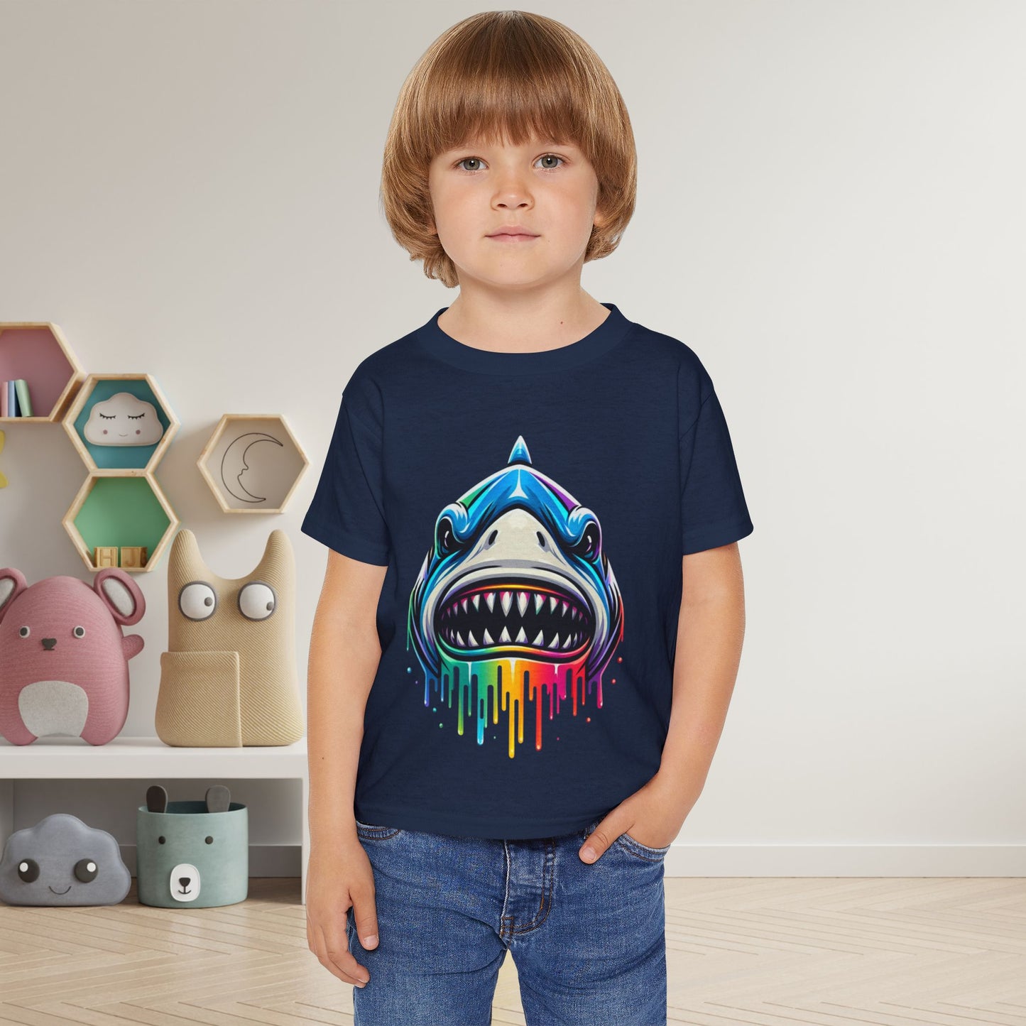 Colorful Shark Heavy Cotton™ Toddler T-shirt