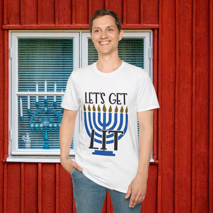 Lets Get Lit Menorah Adult T-shirt