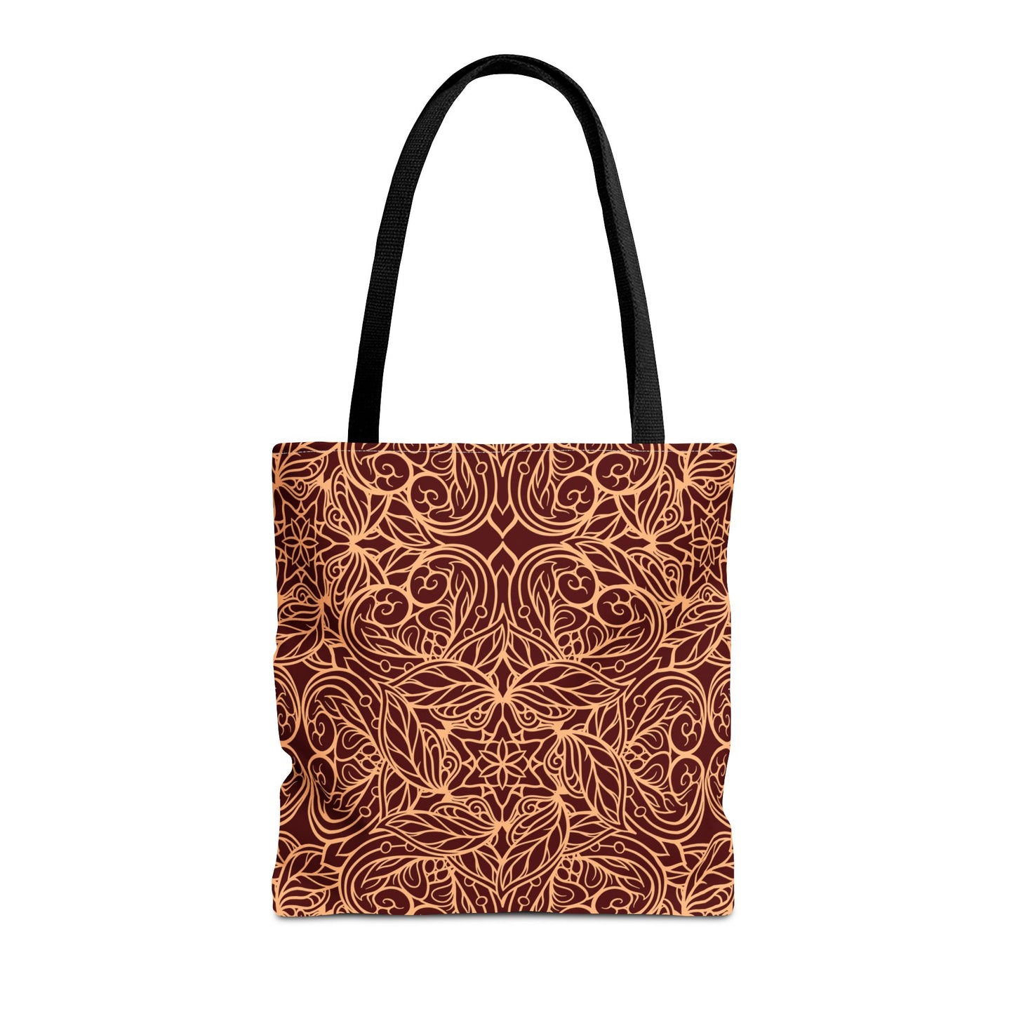 Golden Crimson Star Mandala Canvas Tote Bag