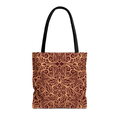 Golden Crimson Star Mandala Canvas Tote Bag