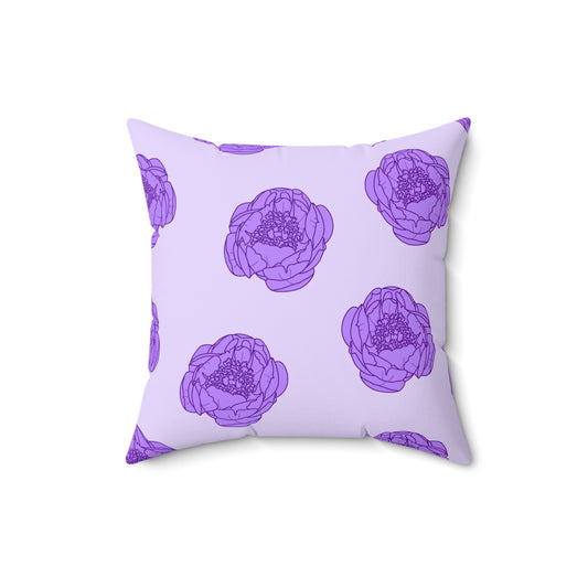Lilac Mist Peonies Throw Pillow