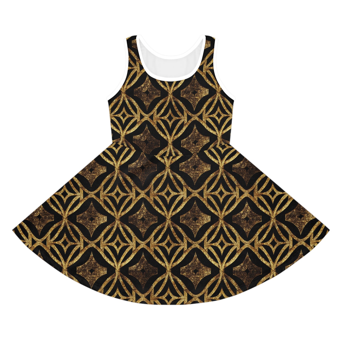 Golden Star Lattice Girls' Sleeveless Sundress