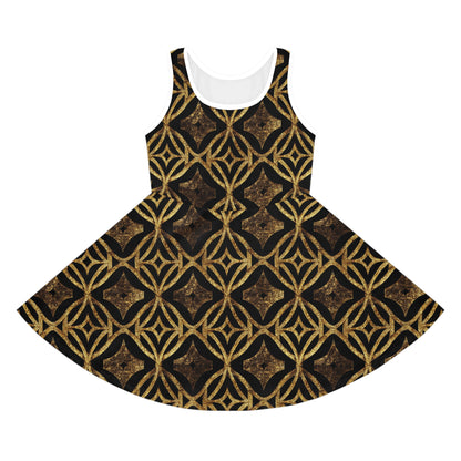 Golden Star Lattice Girls' Sleeveless Sundress