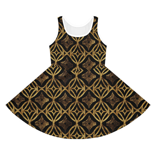 Golden Star Lattice Girls' Sleeveless Sundress