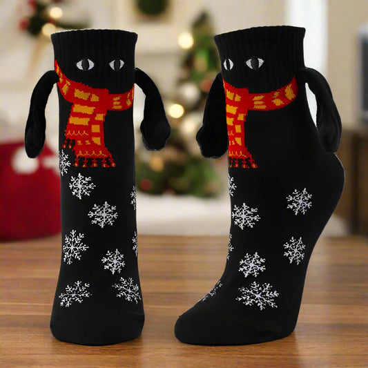 Magnetic Hand-Holding Christmas Socks