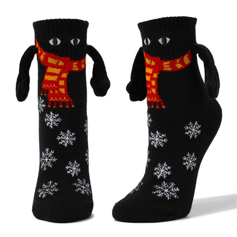 Magnetic Hand-Holding Christmas Socks