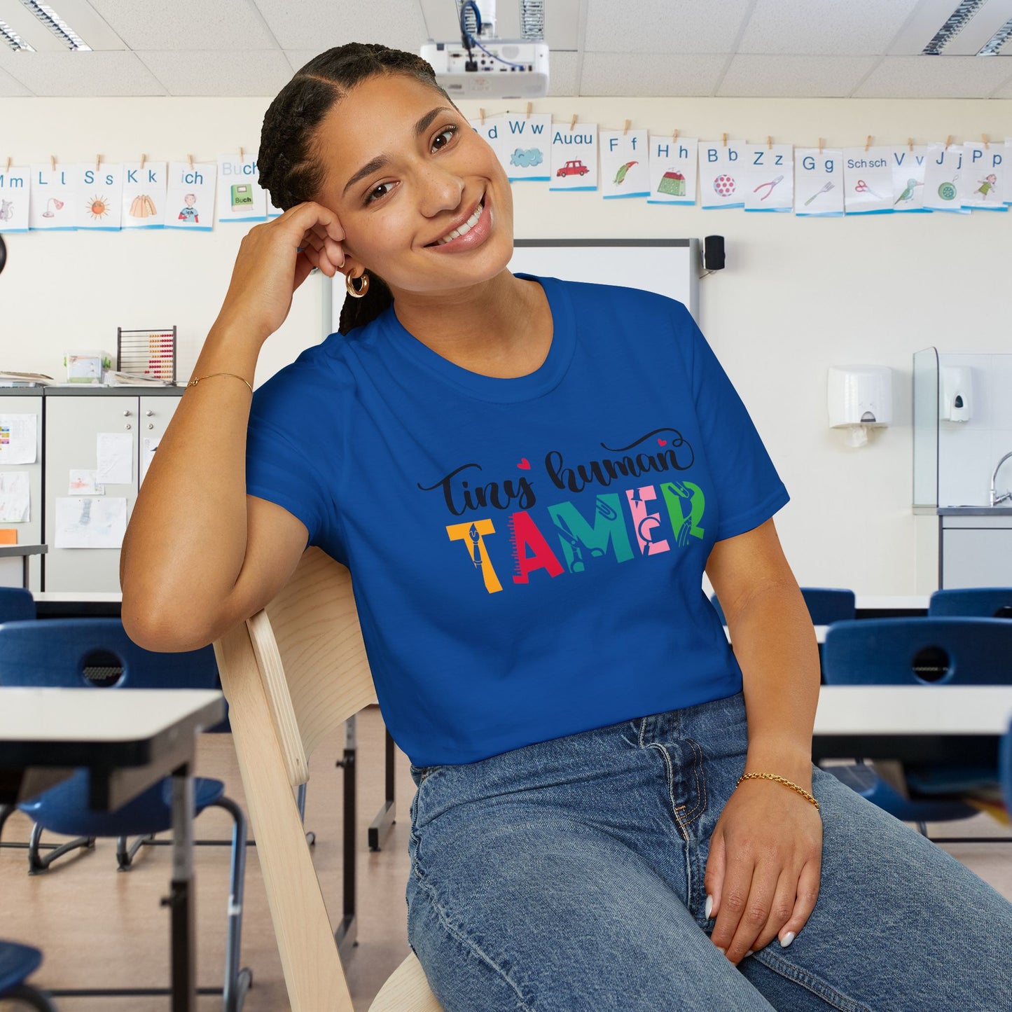 Tiny Human Tamer (Teacher) Adult T-shirt