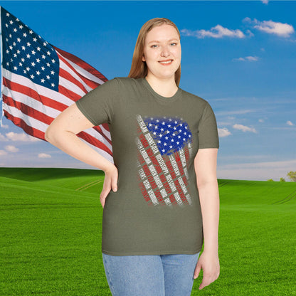 American Flag w/State Names Adult T-Shirt