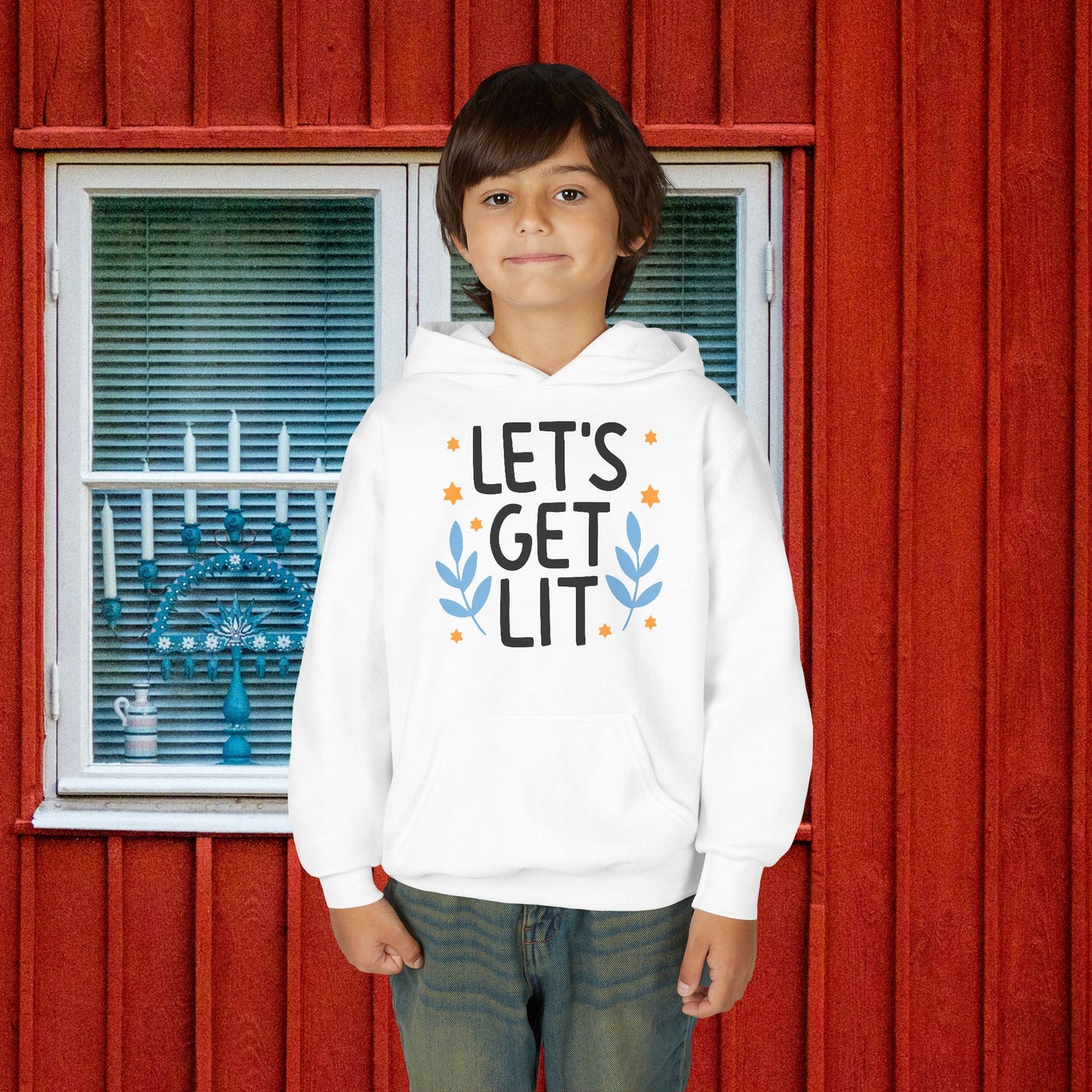 Hanukkah Let's Get Lit Youth Hoodie