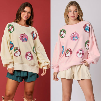 Christmas Ornaments Sequined Sweatshirt