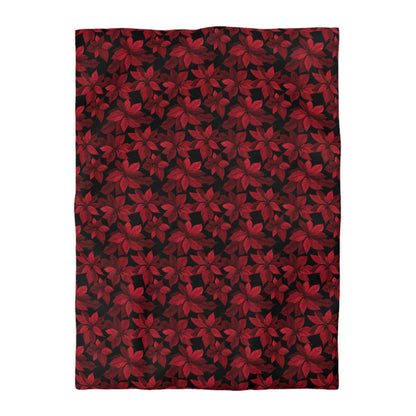 Midnight Poinsettia Garden Microfiber Duvet Cover