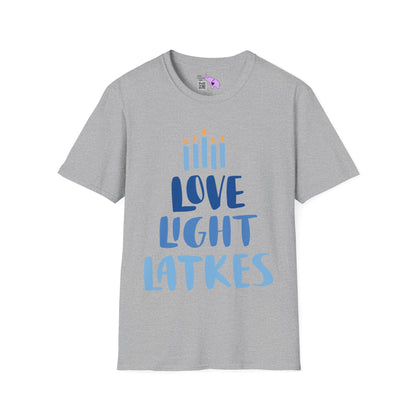 Hanukkah Love Light Latkes Adult T-shirt
