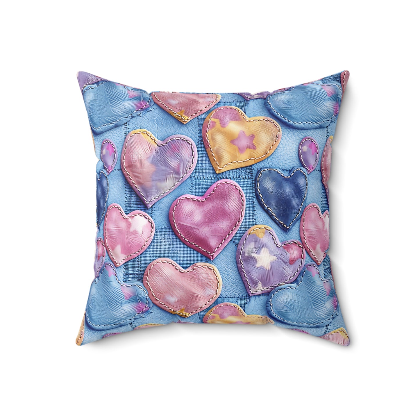 Color Pop Stitched Hearts Throw Pillow