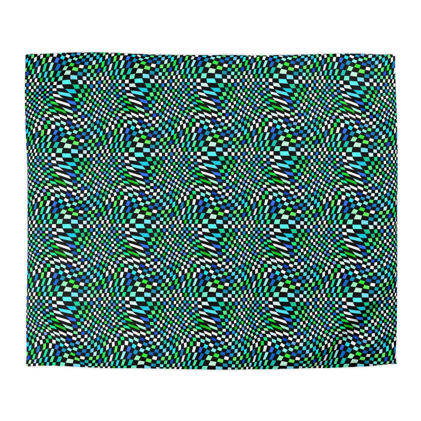 Warped Green Checkered Duvet Bedding Set