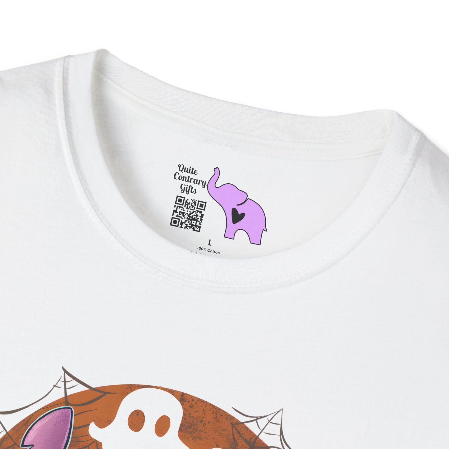 Halloween Skeleton Stitch w/Ghosts & Pumpkins Adult T-shirt