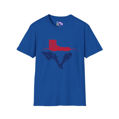 Red & Blue Texas Longhorn Adult Tshirt