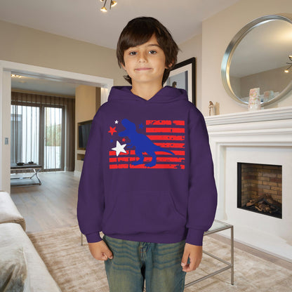 Distressed Patriotic T-Rex Youth Hoodie