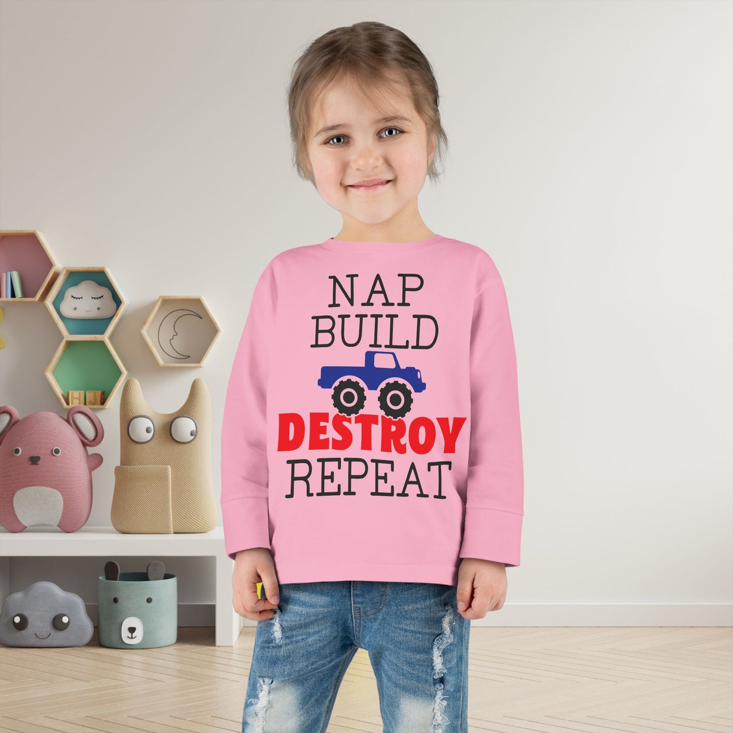 Nap Build Destroy Repeat Toddler Long Sleeve Tee