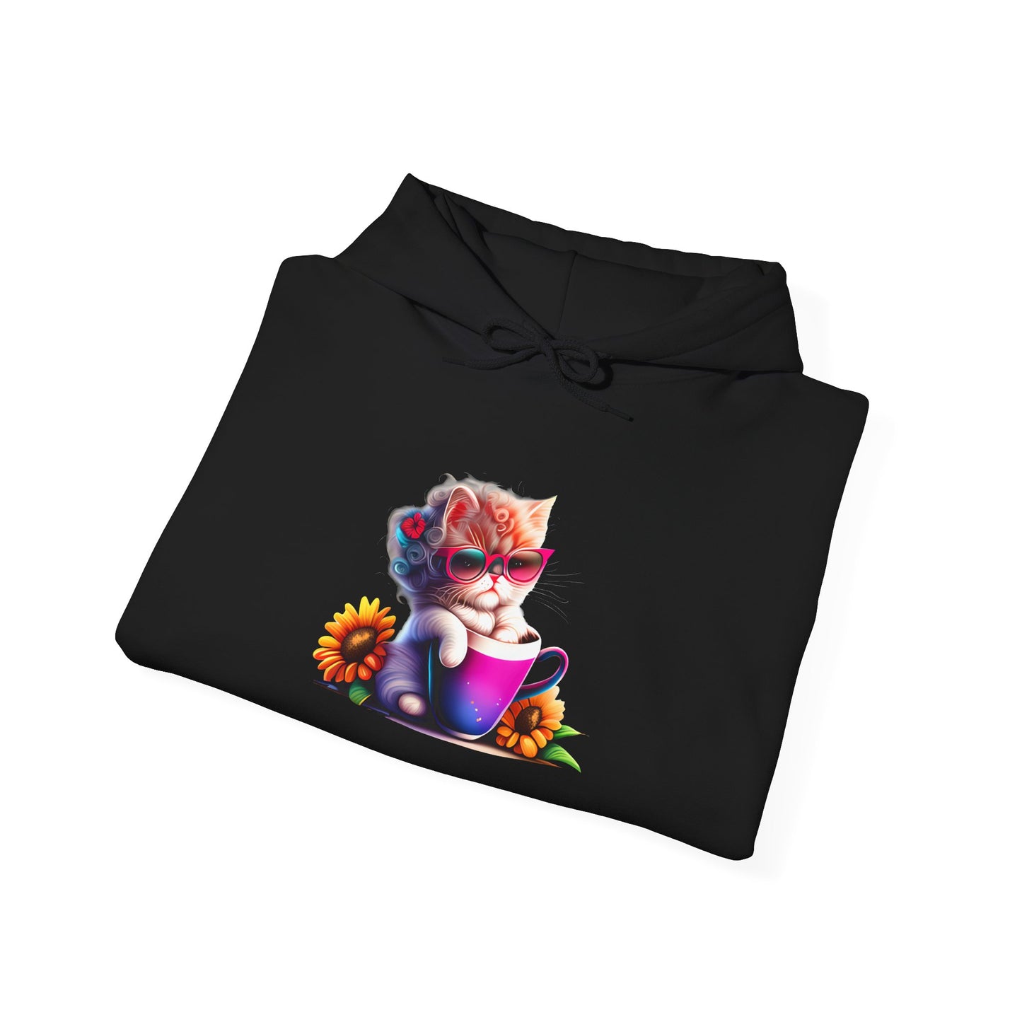 Cool Sunflower Kitten Heavy Blend™ Hooded Sweatshirt