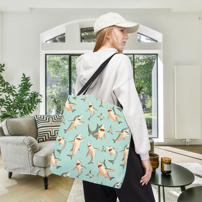 Aquamarine Sharks Canvas Tote Bag