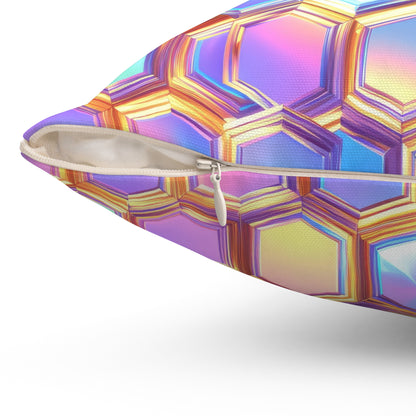 Aurora Hexagons Throw Pillow
